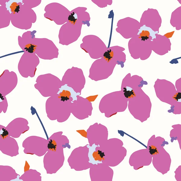 Sans Couture Abstraite Dessinée Main Fleurs Roses Motif Fond Carte — Image vectorielle