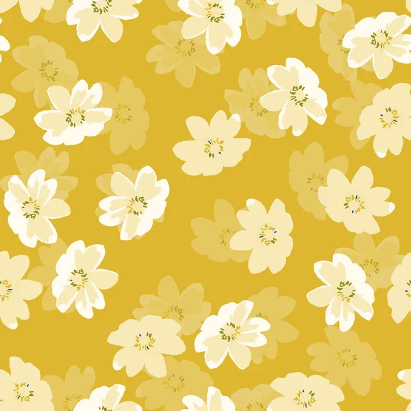 Fond Motif Fleur Minuscule Doodle Sans Couture Carte Vœux Tissu — Image vectorielle