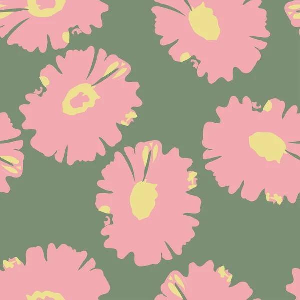 Nahtlose Doodle Abstrakte Rosa Blumen Muster Hintergrund Grußkarte Oder Stoff — Stockvektor