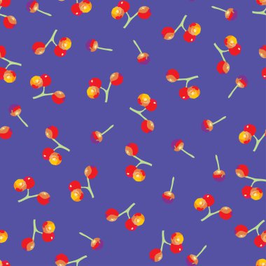 seamless red berries of swedish whitebeam tree pattern background , greeting card or fabric