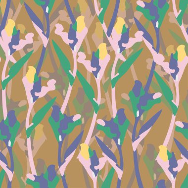 Kusursuz çokrenkli, soyut duvar çiçeği desenli arkaplan, tebrik kartı veya kumaş