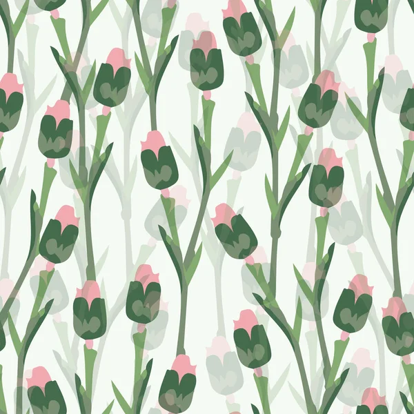 Безшовні Зелені Гілки Квіткою — стоковий вектор