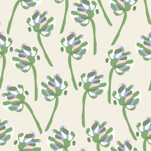 Seamless Pastel Pattern Background Hand Drawn Simple Flower Bush Greeting — Image vectorielle