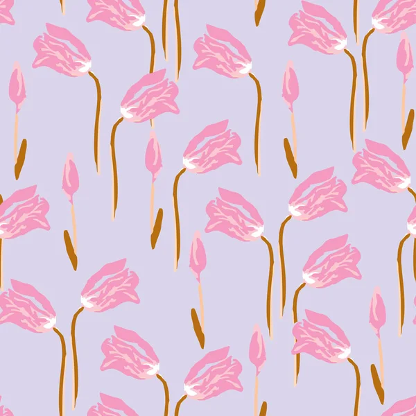 Seamless Plants Pattern Background Pastel Tulip Flowers Greeting Card Fabric — Stockový vektor