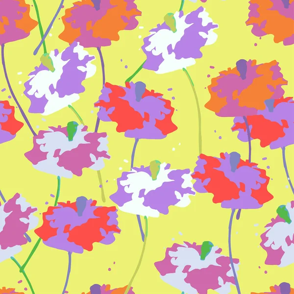 Nahtlose Pflanzen Muster Hintergrund Abstrakte Lilienblüten Grußkarte Oder Stoff — Stockvektor