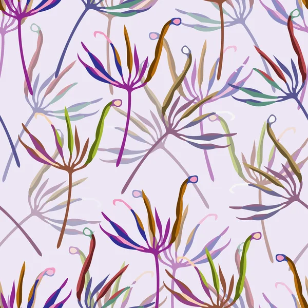 Seamless Plants Pattern Background Doodle Flower Carpel Greeting Card Fabric — Vetor de Stock