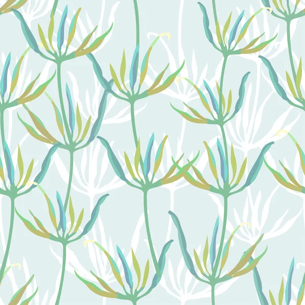 Seamless Plants Pattern Background Little Tree Greeting Card Fabric — Vector de stock