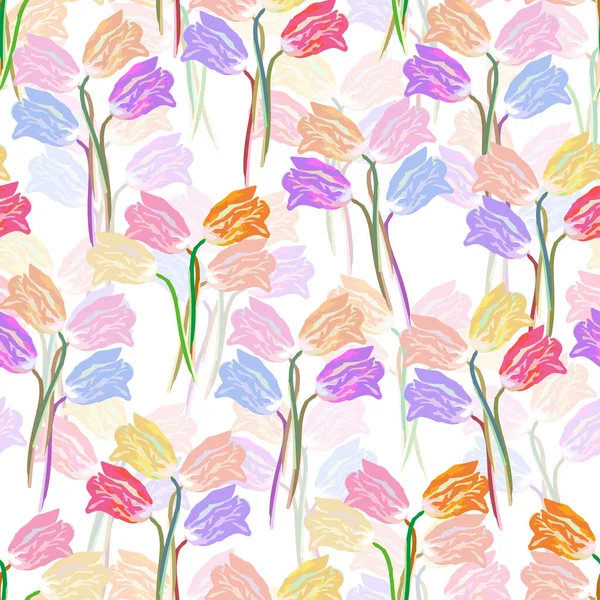 Seamless Plants Pattern Background Mixed — Vettoriale Stock