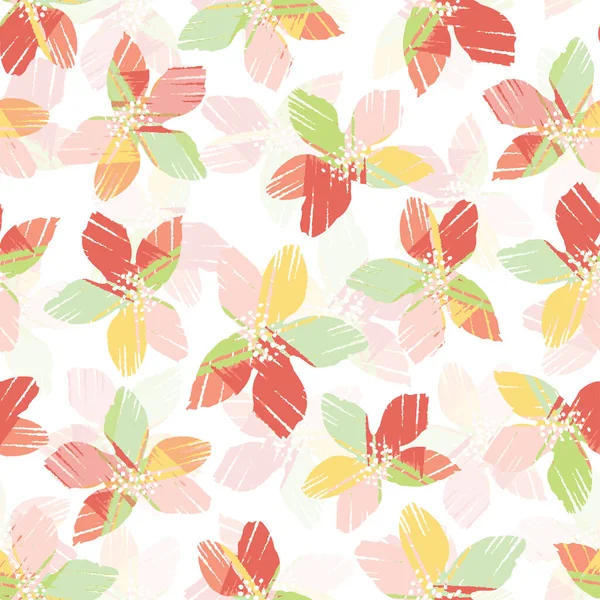 Seamless Plants Pattern Background Doodle Paint Flowers Greeting Card Fabric — Stockvektor