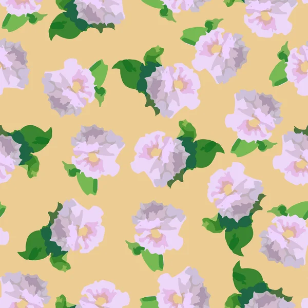 Seamless Plants Pattern Background Pastel Flowers Greeting Card Fabric — 图库矢量图片