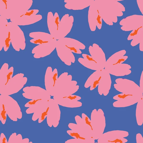 Seamless Plants Pattern Background Twotone Flowers Greeting Card Fabric — Stock vektor
