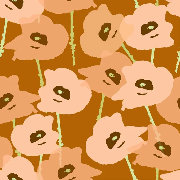 Seamless Plants Pattern Background Wildflowers Greeting Card Fabric — 스톡 벡터
