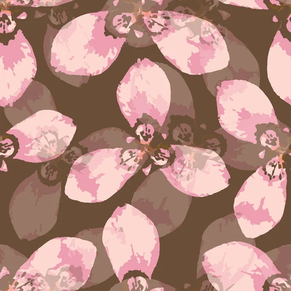 Seamless Plants Pattern Background Orchids Greeting Card Fabric — Archivo Imágenes Vectoriales