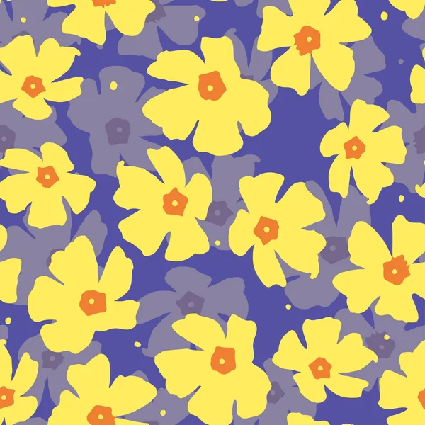 Fond Motif Plantes Sans Couture Avec Des Fleurs Jaunes Mignonnes — Image vectorielle