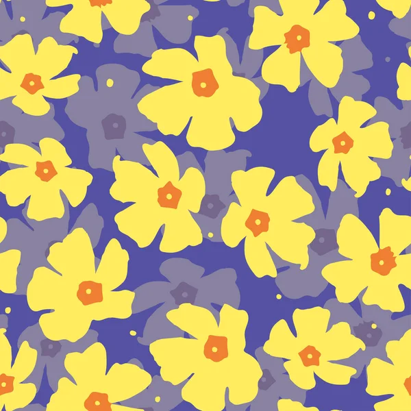 Seamless Plants Pattern Background Yellow Cute Flowers Greeting Card Fabric — Stockvektor