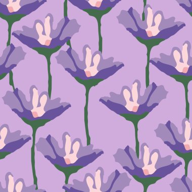 Mor çiçekli, tebrik kartlı veya kumaşlı pürüzsüz bitki desenli arka plan