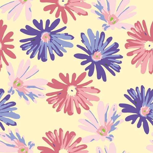 Seamless Plants Pattern Background Hand Drawn Flower Greeting Card Fabric — Stockvektor