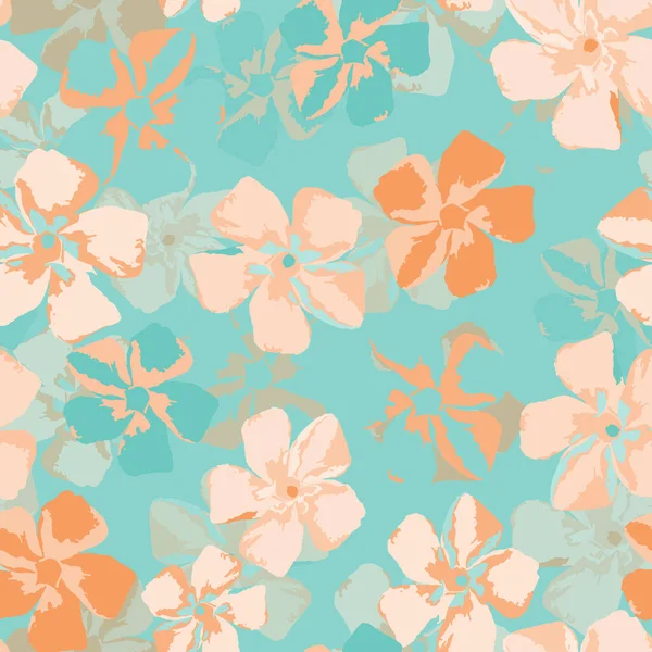 Seamless Plants Pattern Background Twotone Flowers Greeting Card Fabric — Image vectorielle