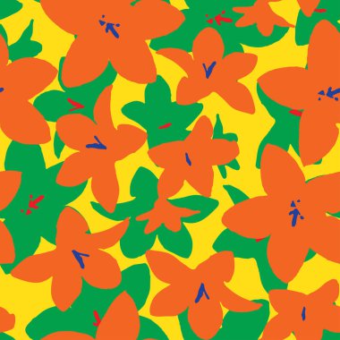 Sevimli renkli çiçekler, tebrik kartı veya kumaştan oluşan kusursuz bitki desenli arkaplan