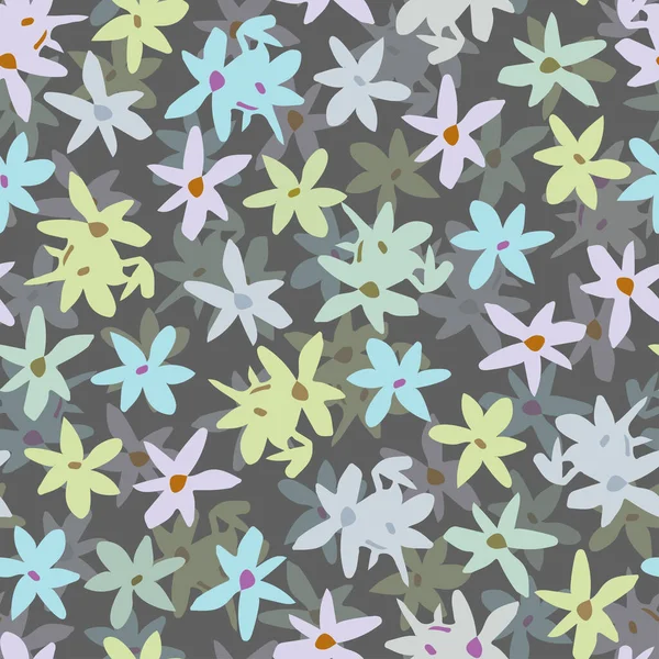 Seamless Plants Pattern Background Doodle Tiny Flowers Greeting Card Fabric — 图库矢量图片