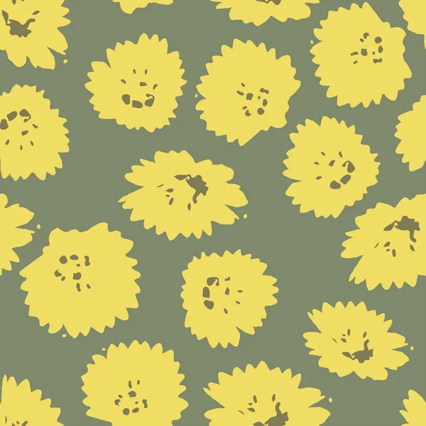 Seamless Plants Pattern Background Tiny Yellow Flowers Greeting Card Fabric — Stockvektor