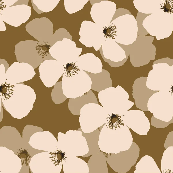 Seamless Plants Pattern Background Natural Flowers Petals Greeting Card Fabric — Stockvektor