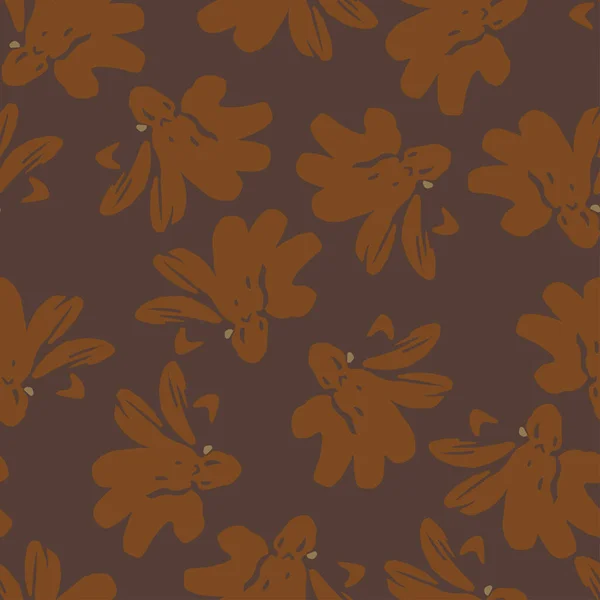 Seamless Plants Pattern Background Doodle Brown Flowers Greeting Card Fabric —  Vetores de Stock