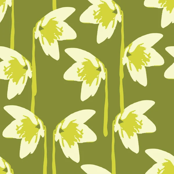 Seamless Plants Pattern Background Green Flowers Greeting Card Fabric — Stockvektor