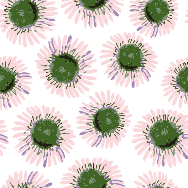 Seamless Plants Pattern Background Pink Hand Drawn Flowers Greeting Card — 图库矢量图片