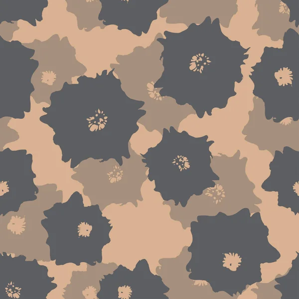 Seamless Plants Pattern Background Grey Flowers Greeting Card Fabric — Wektor stockowy