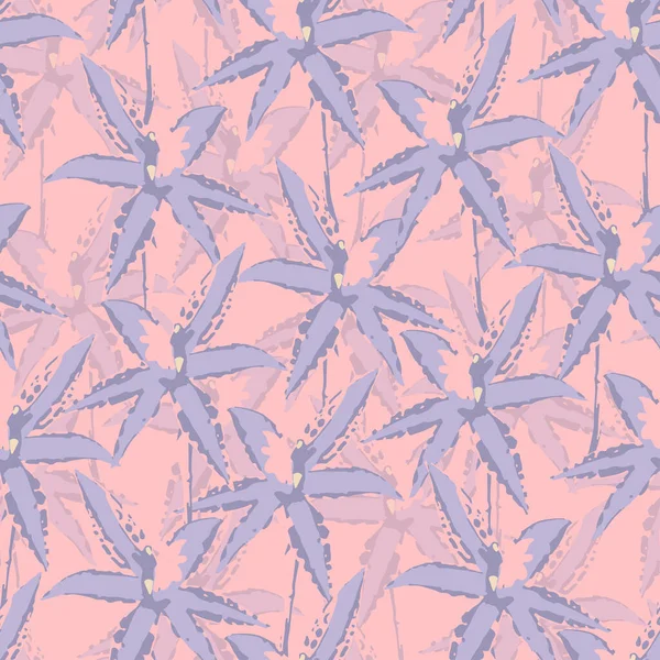 Seamless Plants Pattern Background Pink Violet Hand Drawn Flowers Greeting — Stock vektor
