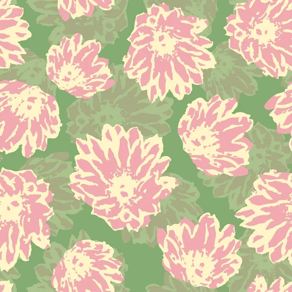 Seamless Plants Pattern Background Doodle Hand Drawn Flowers Greeting Card — Stockvector