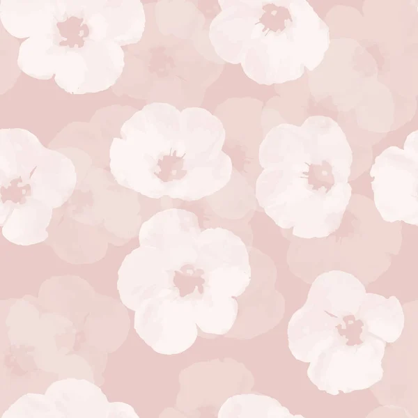 Seamless Plants Pattern Background Pink Pastel Flowers Greeting Card Fabric — Stockvektor