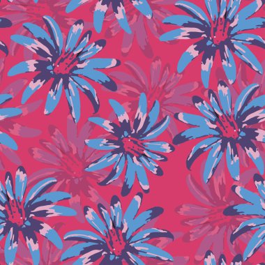 seamless plants pattern background with doodle colourful flowers , greeting card or fabric