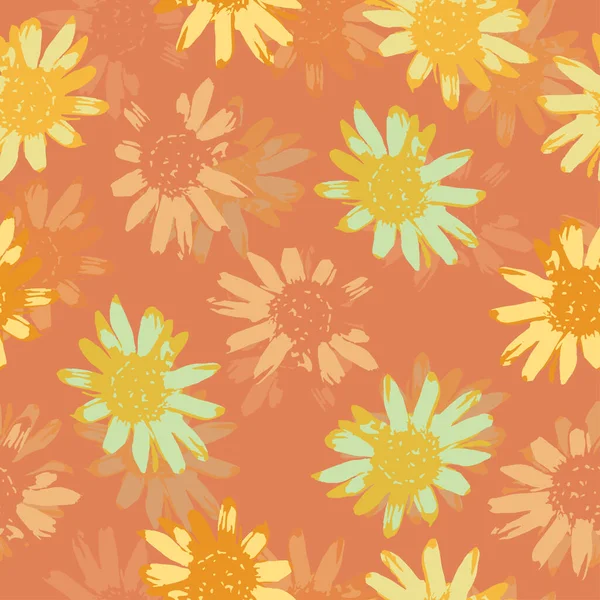 Seamless Plants Pattern Background Doodle Sunflowers Greeting Card Fabric — Image vectorielle