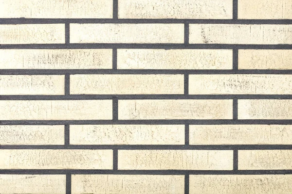 Background Texture Wall Lined Light Beige Oblong Bricks Even Cement — стоковое фото