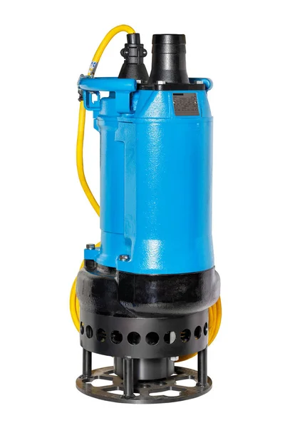 Powerful Blue Submersible Pump Pumping Wastewater Various Fractions Image Isolated — Stockfoto