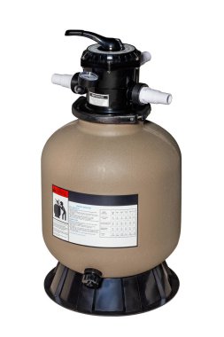 Ceramic flask of the sand filter for pools for increase in transparency of water. Isolated on white background.