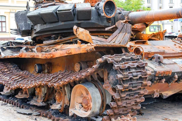 Damaged Rusty Russian Tank Attack Ukraine February 2022 — Φωτογραφία Αρχείου