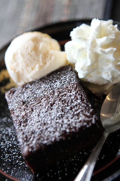 Brownie with icecream — Stock Photo, Image