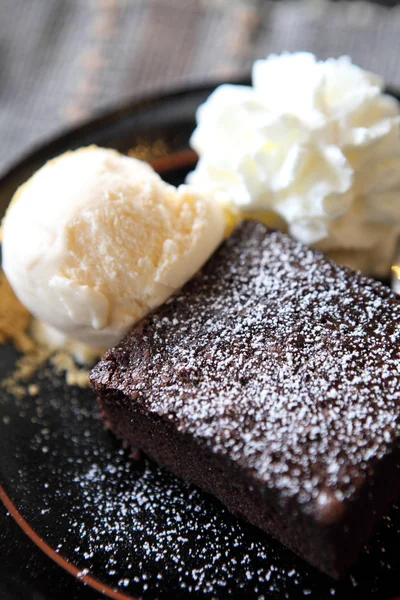 Brownie with icecream — Stock Photo, Image