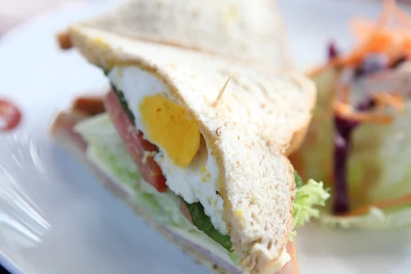 Club szendvics a fa háttér — Stock Fotó