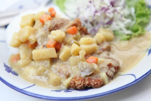 Curry rice with fried pork — Stock Photo, Image