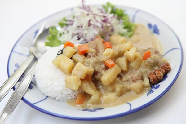 Curry rice with fried pork — Stock Photo, Image