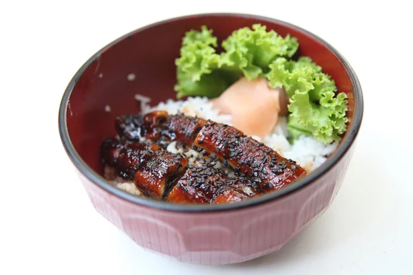 Enguia grelhada em arroz — Fotografia de Stock
