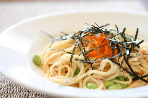 Japanese pasta Mentaiko spaghetti — Stock Photo, Image