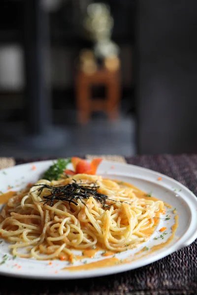 Pasta giapponese Mentaiko spaghetti — Foto Stock