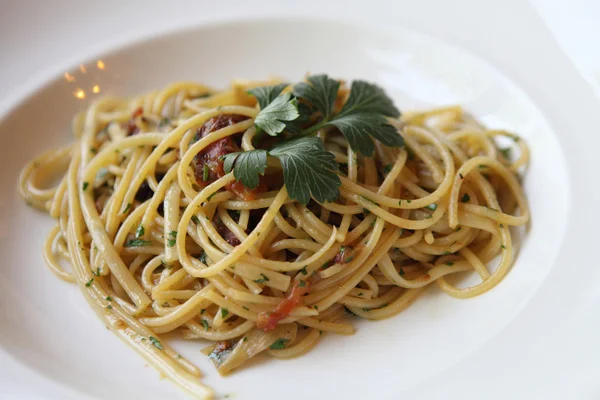 Spaghetti with a spicy — Stock Photo, Image