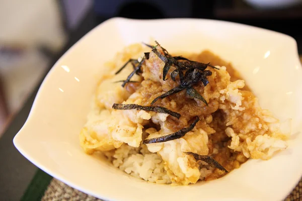 Rice with Tempura Fried shrimp Japanese style — Stock Photo, Image