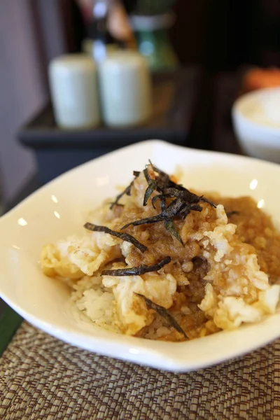 Rice with Tempura Fried shrimp Japanese style — Stock Photo, Image